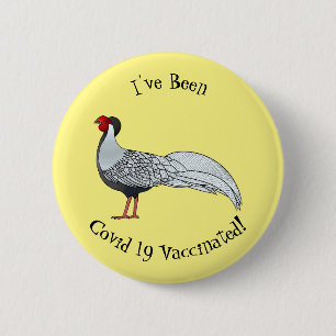 Silver Fheasant bird cartoon-illustratie Ronde Button 5,7 Cm