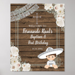 Silver Fiesta Boy Baptism en Birthday Welcome Poster