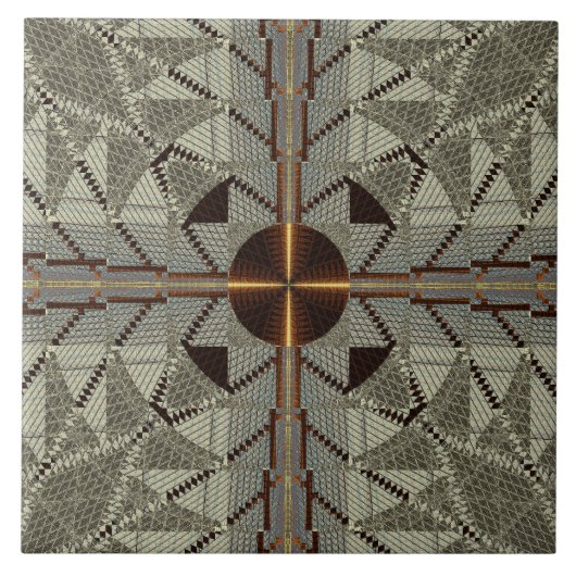 Silver Filigree met Gold Cross Tegeltje (Voorkant)