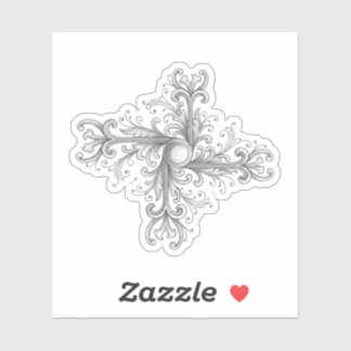 Silver Filigree Pearl Quatrefoil Sticker