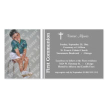 Silver First Communication Photo Invitation