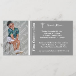 Silver First Communication Photo Invitation
