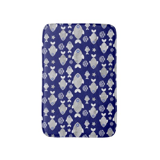 Silver Fish Evil Eye Patroon Badmat (Voorkant Verticaal)