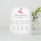 Silver Flamingo Ballerina, mijn mammie Baby Game Kaart (Staand voorkant)