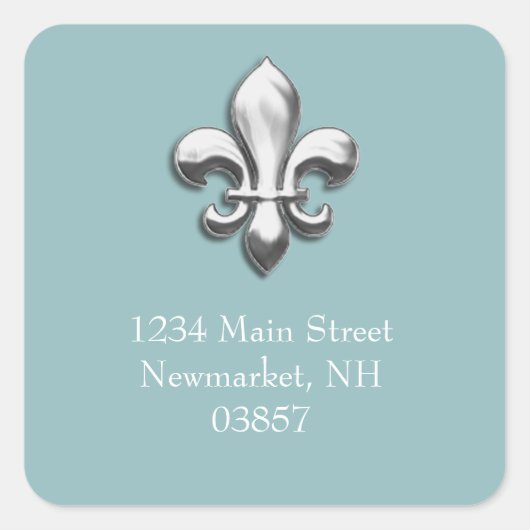 Silver Fleur de Lis Envelope Seal Vierkante Sticker (Voorkant)