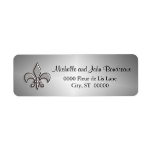 Silver Fleur de Lis Faux Metal Etiket