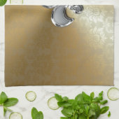 Silver Fleur-De-Lis op Gold Damask Theedoek (Gevouwen)