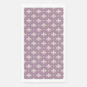 Silver Fleur De Lis-patroon op paarse achtergrond Servet