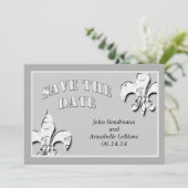 Silver Fleur de Lis sparen de Kaarten van de Datum (Staand voorkant)