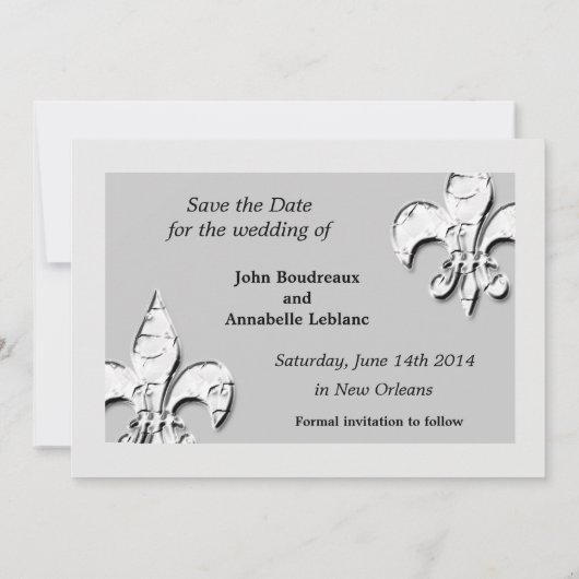 Silver Fleur de Lis sparen de Kaarten van de Datum (Achterkant)