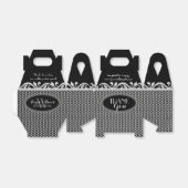 Silver Fleur Geometric Pattern Black White Bedankdoosjes (Uitgevouwen)