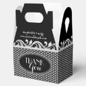 Silver Fleur Geometric Pattern Black White Bedankdoosjes (Geopend)