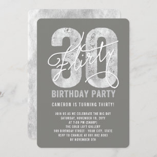 Silver Flirty 30th Birthday Party Invite Kaart