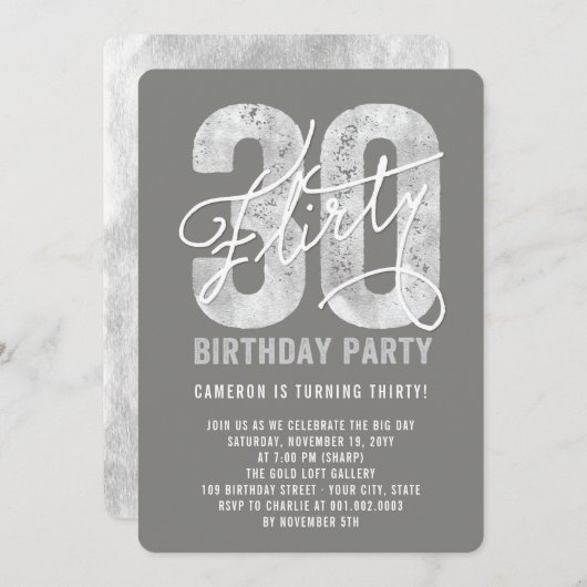 Silver Flirty Trente 30e anniversaire Invitation d (Devant / Derrière)