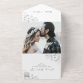 Silver Floral All-in-One bruiloft Uitnodigen All In One Uitnodiging (Buitenkant)