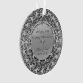 Silver Floral Diamond 50th Wedding Jubileum Ornament (voorkant)