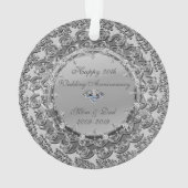 Silver Floral Diamond 50th Wedding Jubileum Ornament (achterkant)
