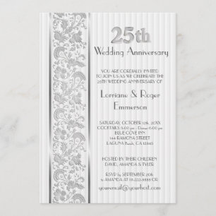 Silver Floral Elegance 25th Jubileum Kaart