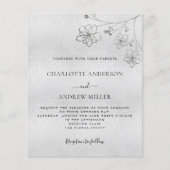 Silver floral elegant budget bruiloft-uitnodiging flyer (Voorkant)