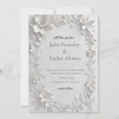 Silver Floral Embossed Wedding Invitation (Devant)