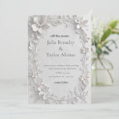 Silver Floral Embossed Wedding Invitation (Debout devant)