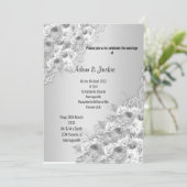 Silver Floral LACE ELEGANT MODERN WEDDING Kaart (Staand voorkant)