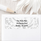 Silver Floral Leaves Rustic Wedding Uitnodiging Etiket (Insitu)