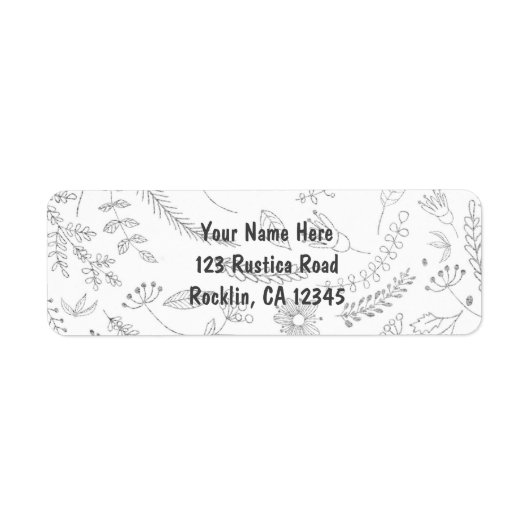 Silver Floral Leaves Rustic Wedding Uitnodiging Etiket (Voorkant)