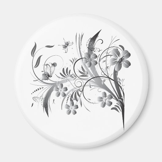 Silver Floral Magneet (Voorkant)