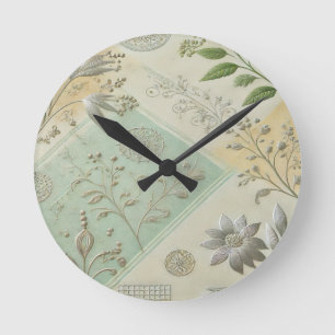 Silver Floral Motif Design Ronde Klok