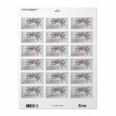 Silver Floral Paars Roos Weddenschap Label (Full Sheet)