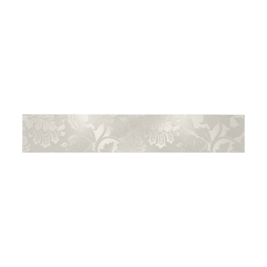 Silver Floral Pattern Bellyband Uitnodigingen Wikkel (Vlak)