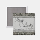 Silver Floral Save the Date Magnet Magneet (Voorkant / Achterkant)