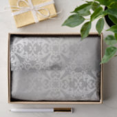 Silver, floral, trellis, damask, elegant, patroon, tissuepapier (Geschenk)