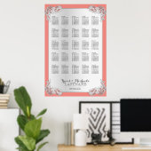 Silver Floral Wedding Seating Chart 24x36 Poster (Thuiskantoor)