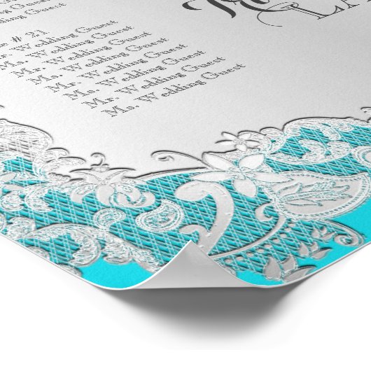 Silver Floral Wedding Seating Chart Poster (Hoek)