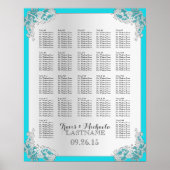 Silver Floral Wedding Seating Chart Poster (Voorkant)
