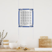 Silver Floral Wedding Seating Chart Poster (Keuken)