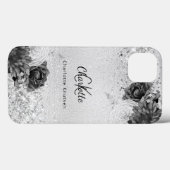Silver florals elegant monogram Case-Mate iPhone case (Achterkant (horizontaal))
