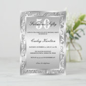 Silver Flourish Pattern Fabulous Fifty Kaart (Staand voorkant)
