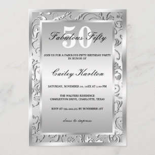 Silver Flourish Pattern Fabulous Fifty Kaart
