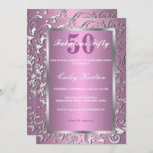 Silver Flourish  Pattern roze Fabulous 50 Kaart (Voorkant / Achterkant)