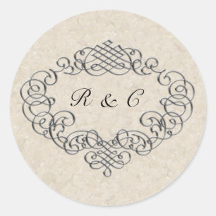 Silver Flourish Wedding Envelope-zegels Ronde Sticker