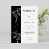 Silver Flowers Black Foto Weddenschap Folie Uitnod Folie Uitnodiging (Staand Voorkant)
