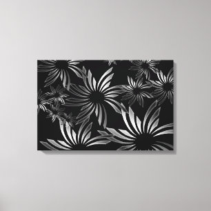 Silver Flowers Canvas Afdruk