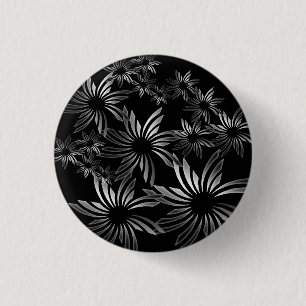 Silver Flowers Ronde Button 3,2 Cm