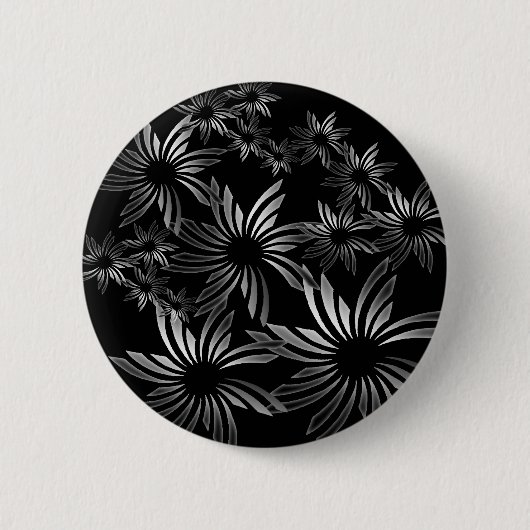 Silver Flowers Ronde Button 5,7 Cm (Voorkant)