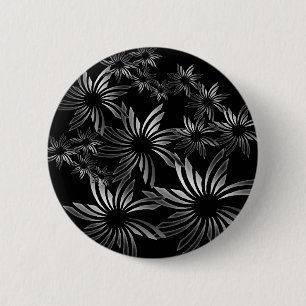 Silver Flowers Ronde Button 5,7 Cm