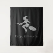 Silver Flying Witch Halloween foto achtergrond Wandkleed (Voorkant)