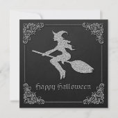 Silver Flying Witch Halloween Wenskaart (Voorkant)